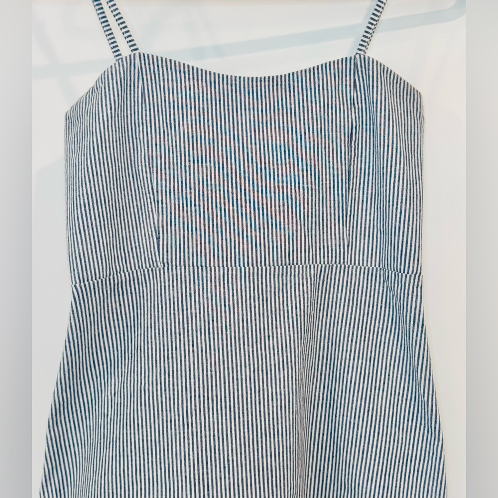 Brandy Melville Karla Mini Dress Women's One Size Blue Striped Spaghetti Strap - Picture 2 of 5
